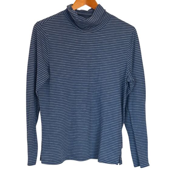 Patagonia Turtleneck Women M Blue Stripe Gorpcore Trail Hiking Outdoor Camping - Picture 1 of 8